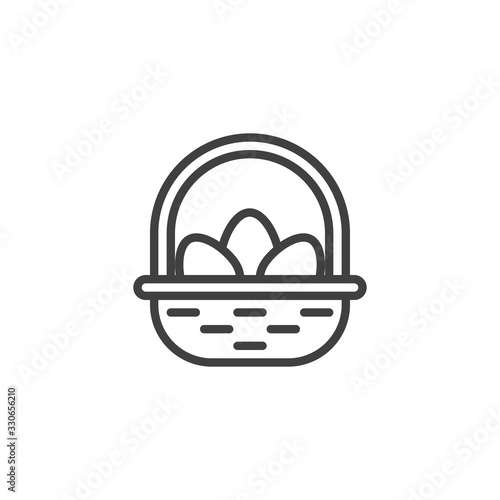 Egg basket line icon. linear style sign for mobile concept and web design. Easter basket with eggs outline vector icon. Symbol, logo illustration. Vector graphics