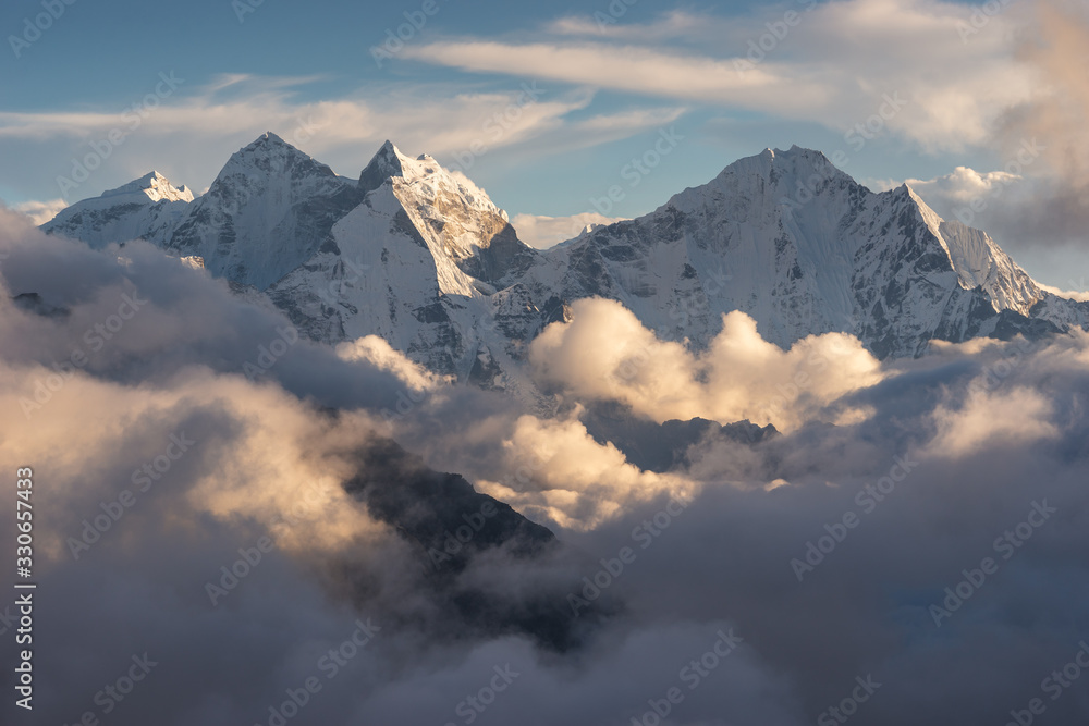 Himalaya mountain peak above the cloud view from Kalapattar, Everest region, Nepal