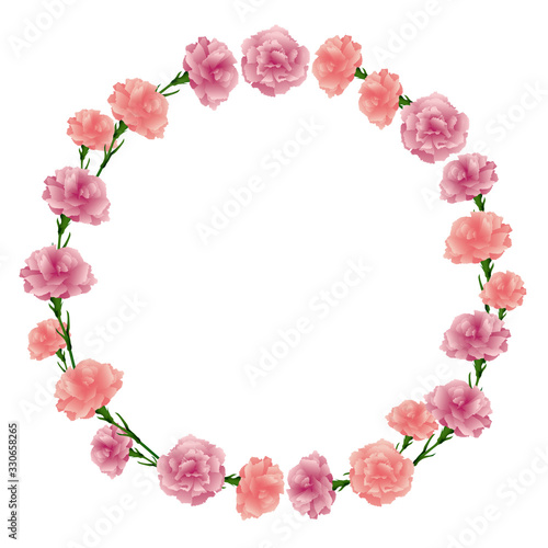 circle frame of carnations illustration