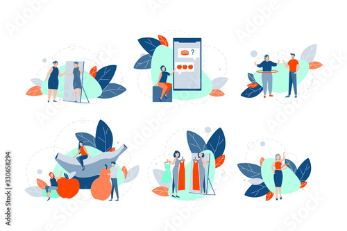 Loss of weight, diet, health set concept