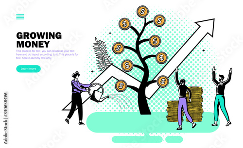 team nurturing money growth vector