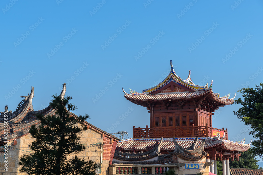Traditional Chinese temple complex with artistic form Traditional Chinese temple complex with artistic form