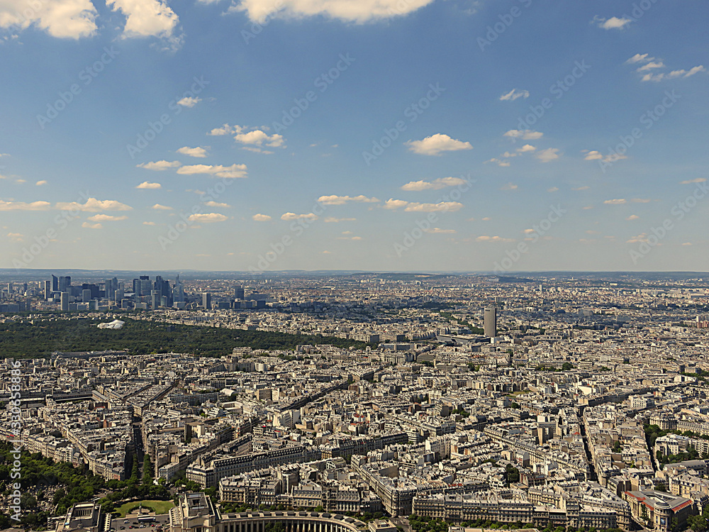 Aerial Far View of Paris from Eiffel tower