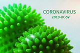 Abstract green Virus strain - coronavirus infection pandemic 2019-nCoV, worldwide outbreak prevention concept.