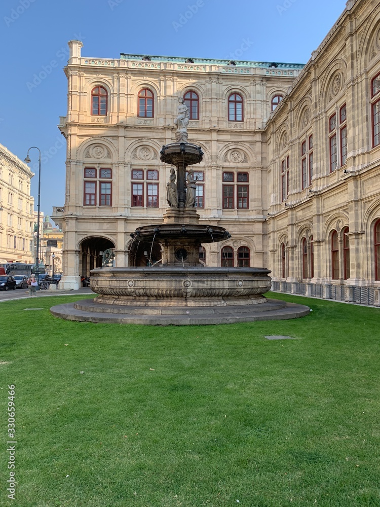 Famous Building with Fountain in Front