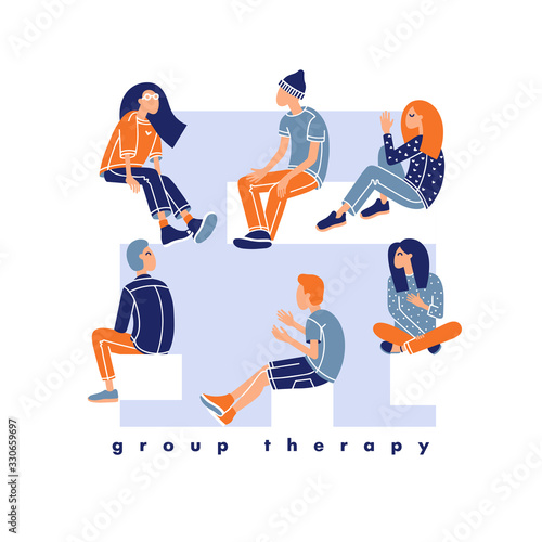 Psychological treatment concept. Psychotherapist sessions o students.