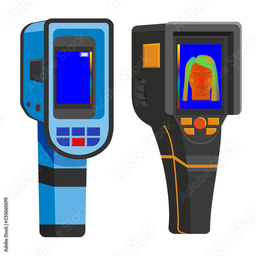 Set Thermal scaner camera infrared. Portable Visualize temperature differences thermometer, thermographic for the environment and people