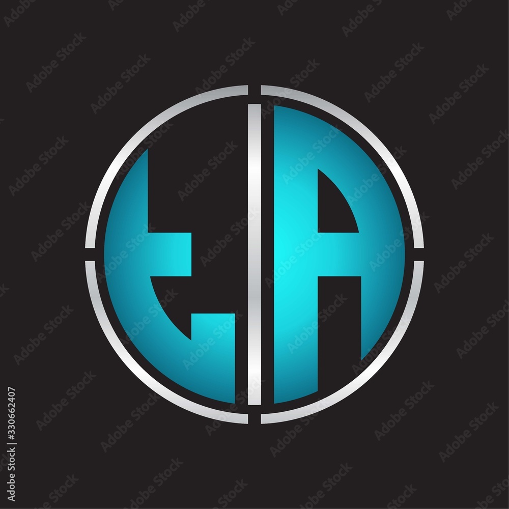 TA Logo initial with circle line cut design template on blue colors TA Logo initial with circle line cut design template on blue colors