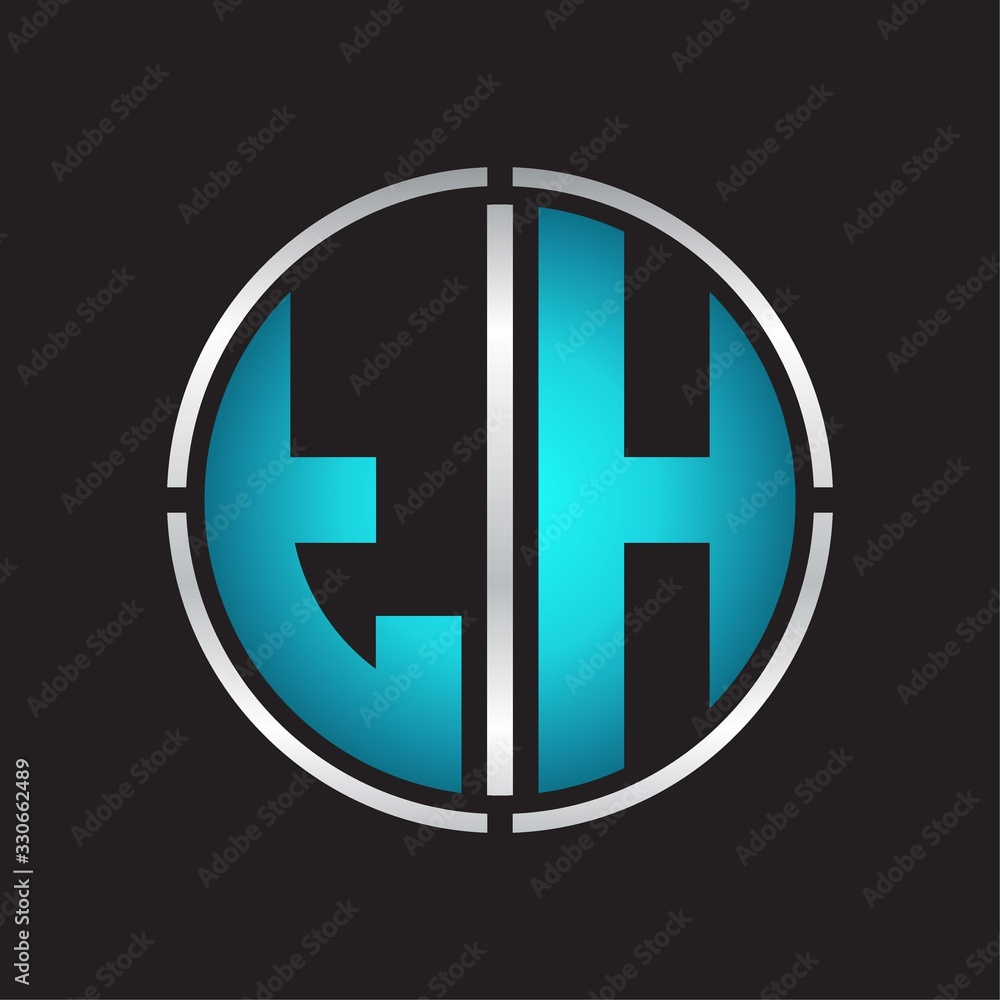 Fototapeta premium TH Logo initial with circle line cut design template on blue colors