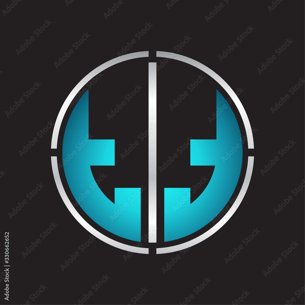 Fototapeta premium TT Logo initial with circle line cut design template on blue colors