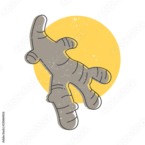 Ginger spice hand drawn icon, dried ginger root colorful vector illustration for printing