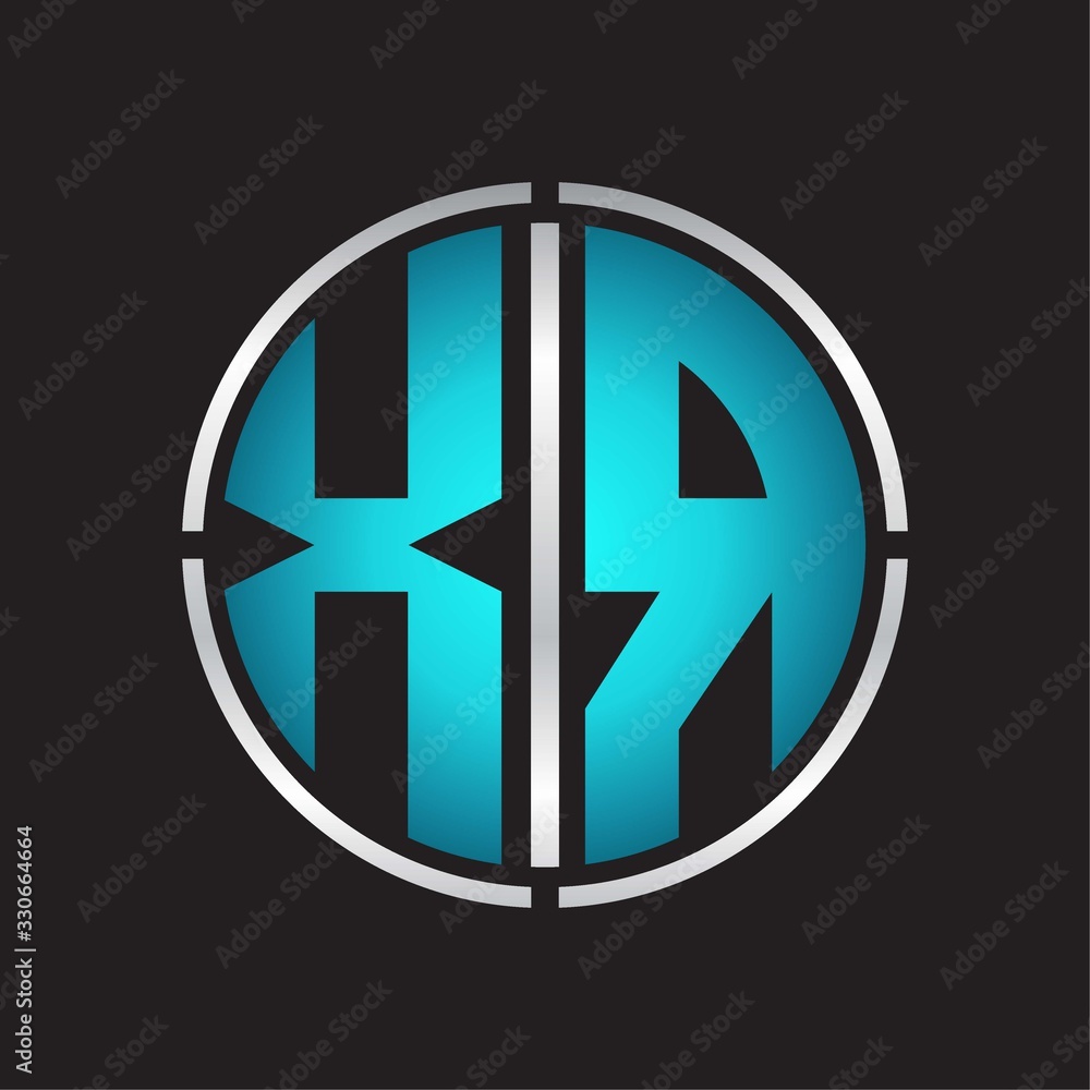 XR Logo initial with circle line cut design template on blue colors XR Logo initial with circle line cut design template on blue colors