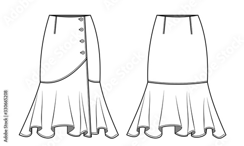SKIRT fashion flat sketch template