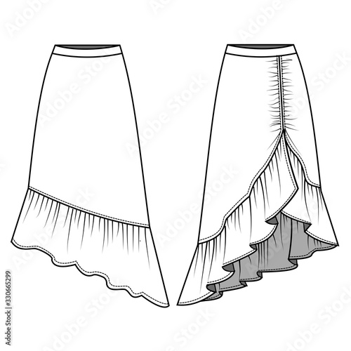 SKIRT fashion flat sketch template