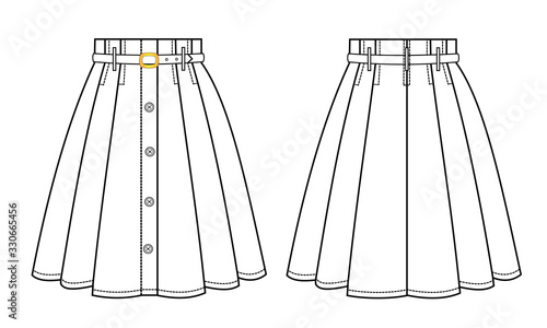 SKIRT fashion flat sketch template