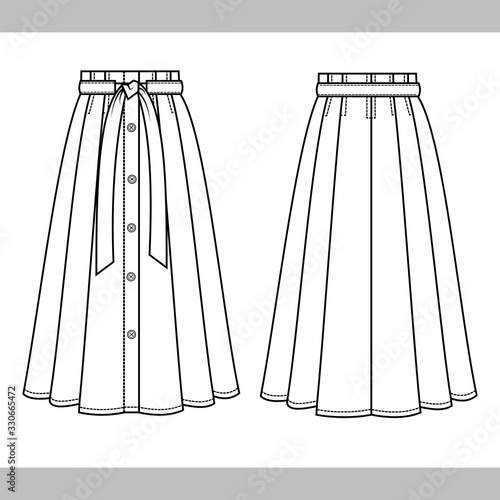 SKIRT fashion flat sketch template