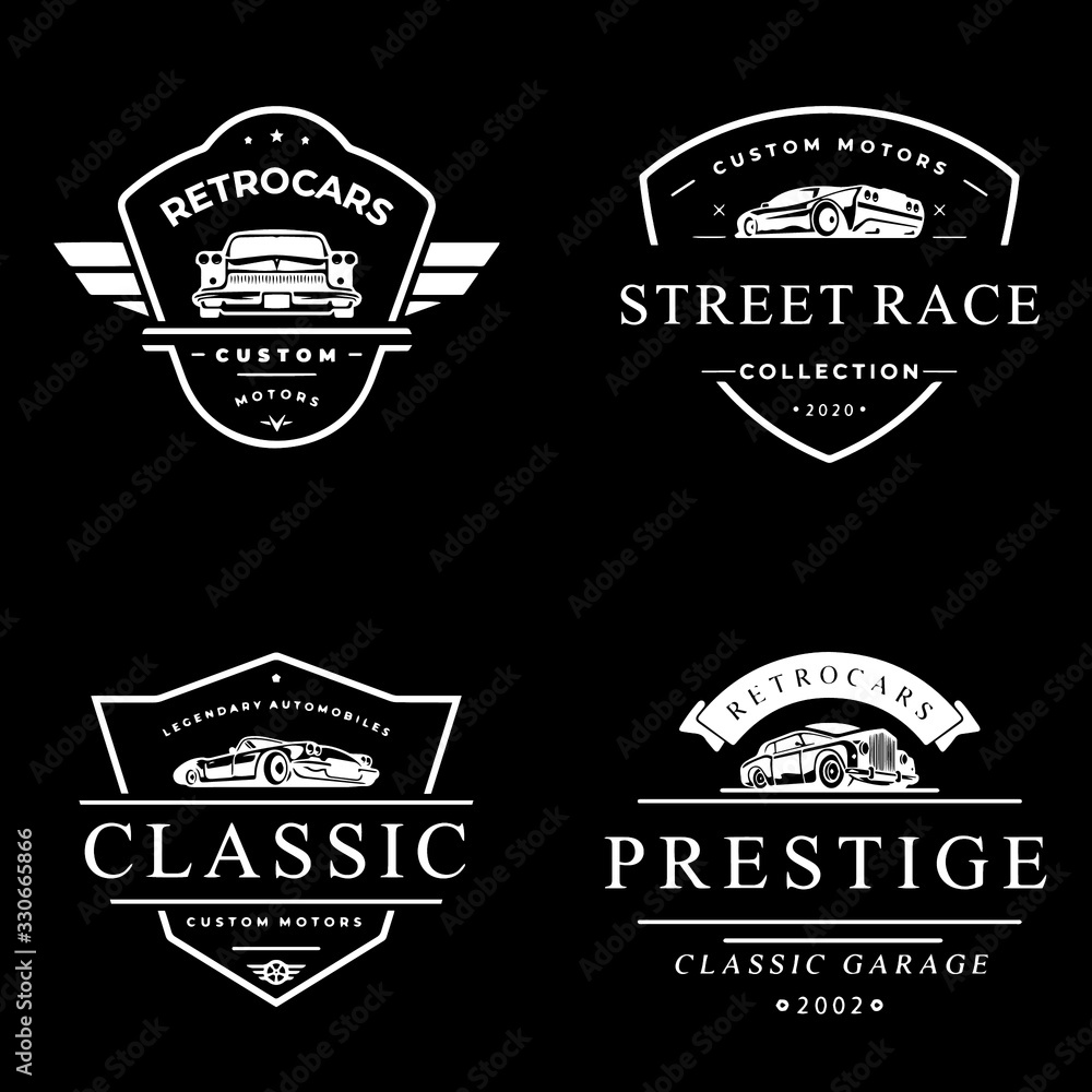retro cars logo vintage design old style vector