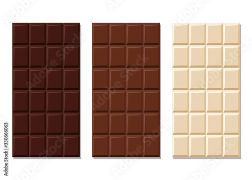 Dark, milk and white chocolate bar set