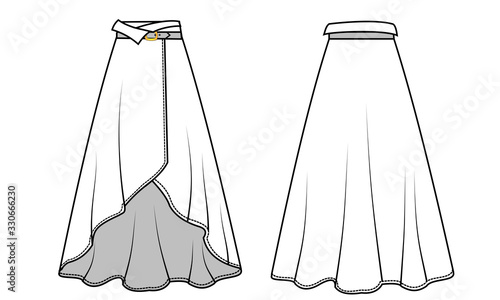 SKIRT fashion flat sketch template