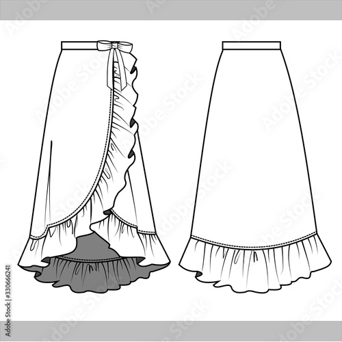 SKIRT fashion flat sketch template