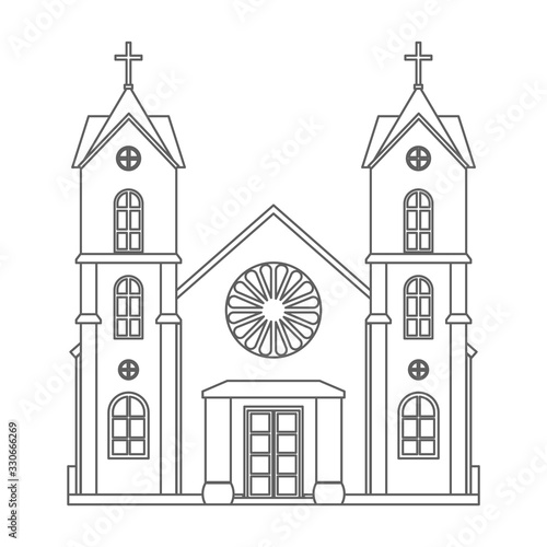 Christianity lineart church architecture house building religious design vector illustration