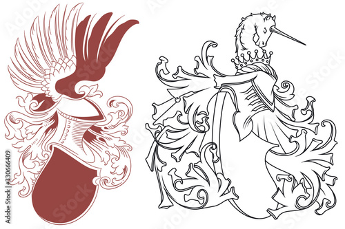 Set of heraldic shield. Stock illustration.