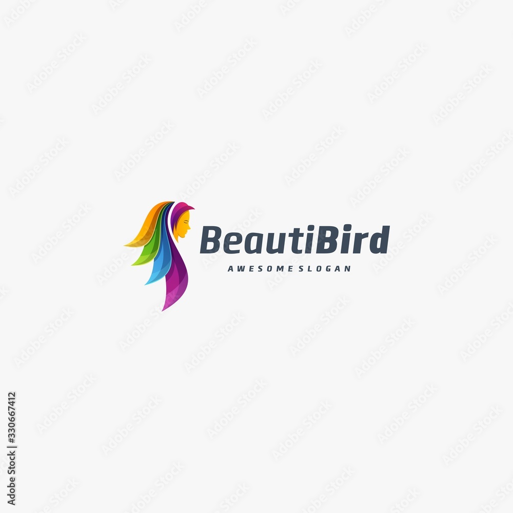 Vector Logo Illustration Peacock and Women Face Gradient Colorful Style. Vector Logo Illustration Peacock and Women Face Gradient Colorful Style.