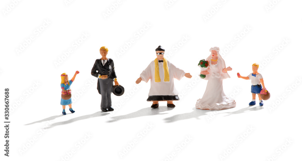 Complete wedding group of miniature people