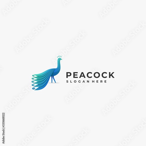 Vector Logo Illustration peacock Gradient Colorful Style.