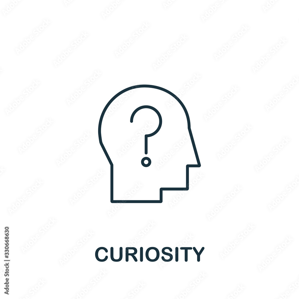 Curiosity icon from life skills collection. Simple line Curiosity icon for templates, web design and infographics Curiosity icon from life skills collection. Simple line Curiosity icon for templates, web design and infographics