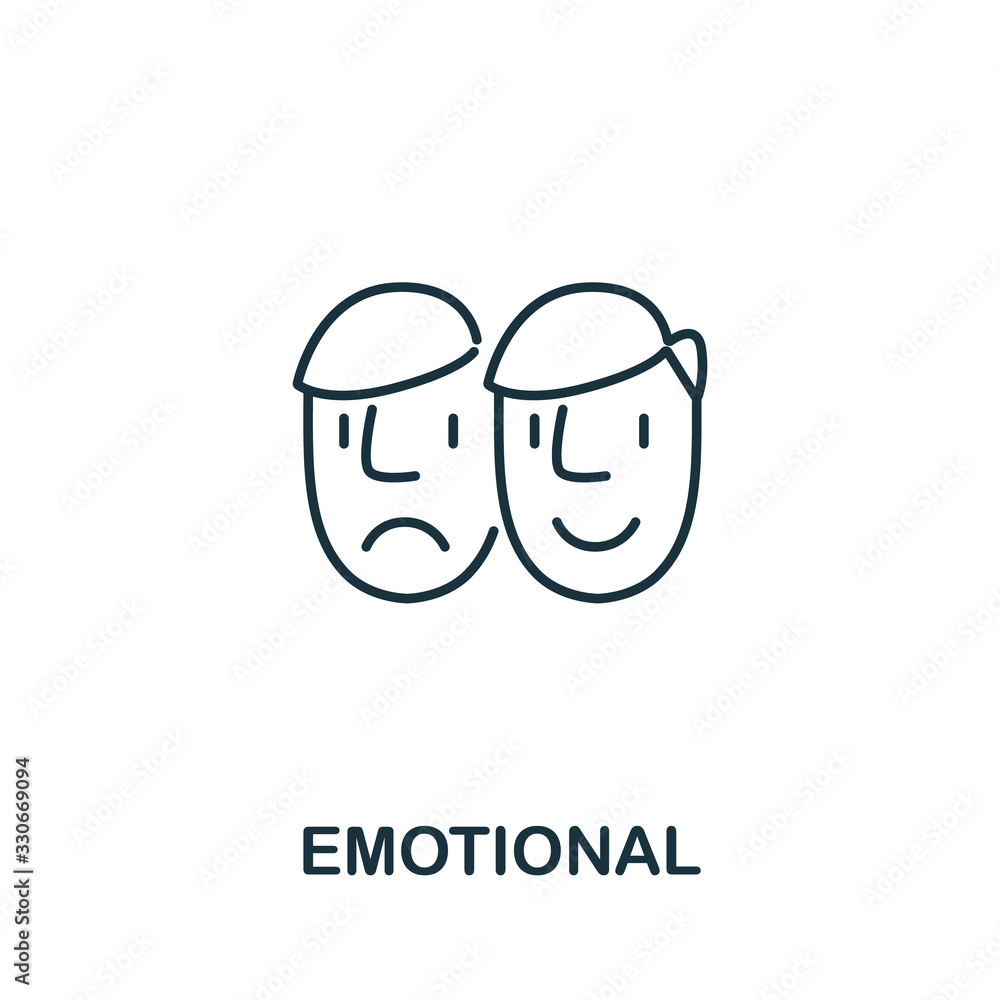 Emotional icon from life skills collection. Simple line Emotional icon for templates, web design and infographics Emotional icon from life skills collection. Simple line Emotional icon for templates, web design and infographics