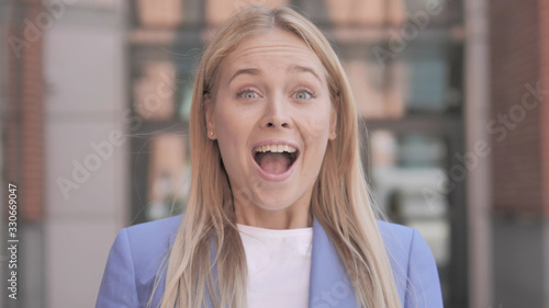 Wow, Young Businesswoman Surprised by Results