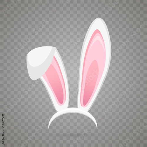 Easter bunny white ears isolated on transparent background. Cartoon cute rabbit Headband for poster, banner or invitation cards. Vector illustration