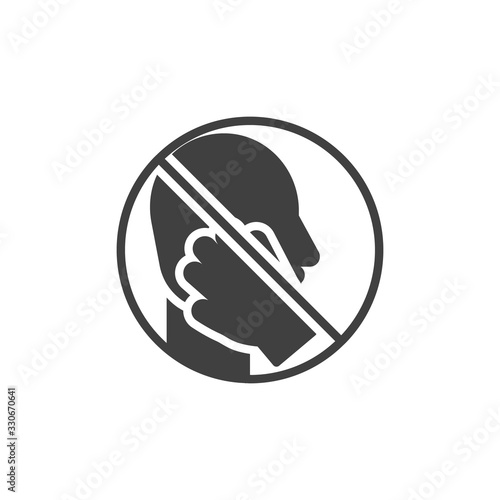 Don't touch face vector icon. filled flat sign for mobile concept and web design. Coronavirus prohibition sign glyph icon. Symbol, logo illustration. Vector graphics