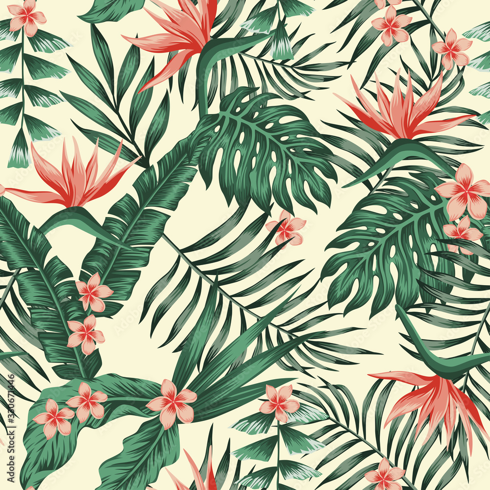 Fototapeta Exotic tropical seamless pattern background