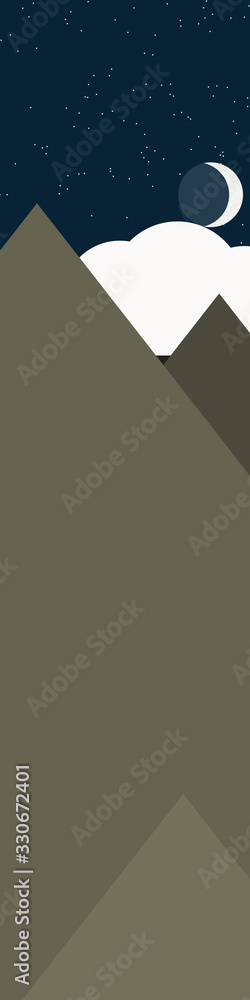 Obraz premium Moon and Mountains Panorame Generative Art background illustration