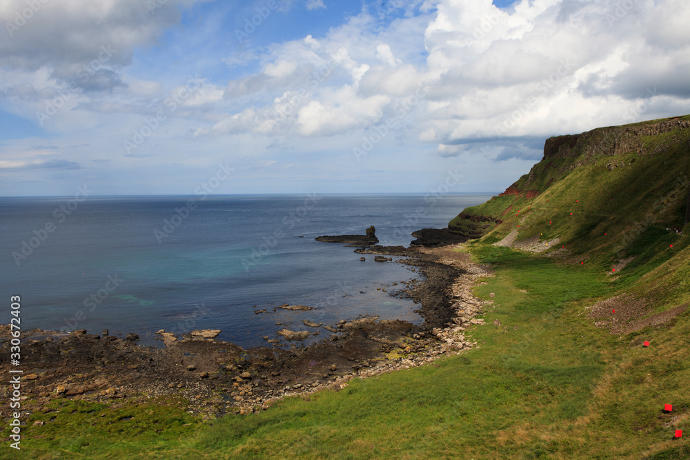 Ulster (Ireland), - July 20, 2016: The Giant's Causeway coast on the north coast of County Antrim, Northern Ireland, UK