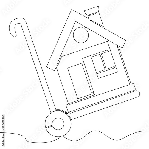 Continuous line drawing new home purchase concept