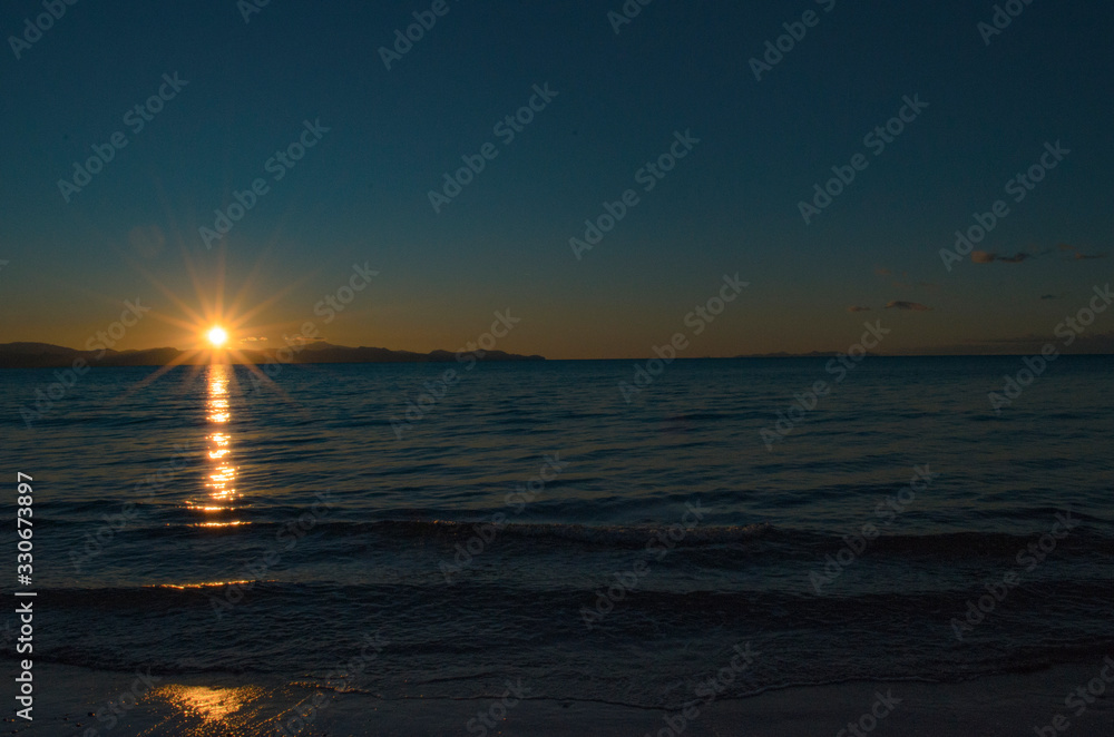Peaceful calm sunset. New Zealand seascape Peaceful calm sunset. New Zealand seascape