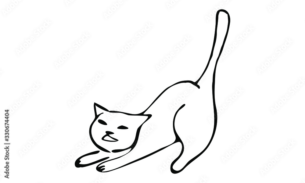 stretching cat. dear Doodle. use it as a clip art, print, postcard or animation