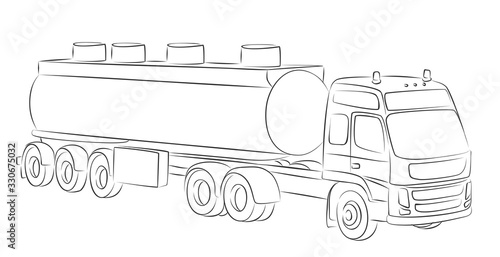 The Sketch of a big fuel truck.