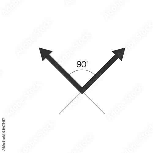90 Degrees Angle with arrows. Stock Vector illustration isolated on white background.