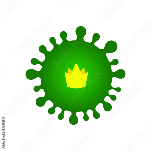 green corona virus  with an crown on a white background