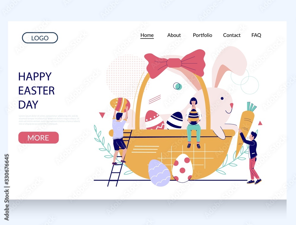 Fototapeta premium Happy Easter Day vector website landing page design template