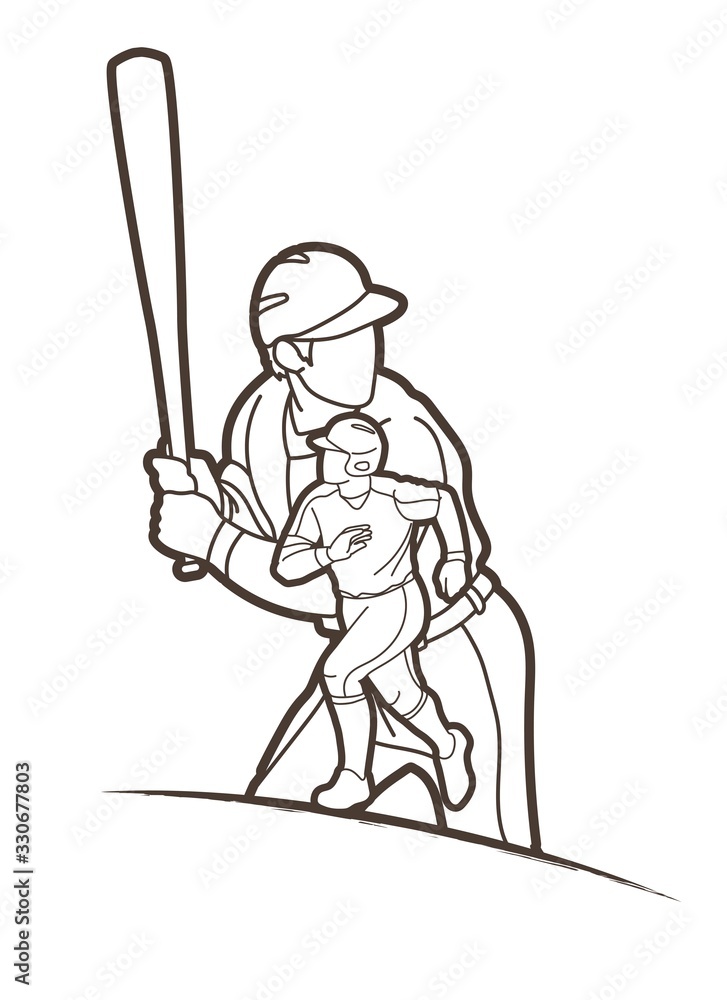 Group of Baseball players action cartoon sport graphic vector. Group of Baseball players action cartoon sport graphic vector.