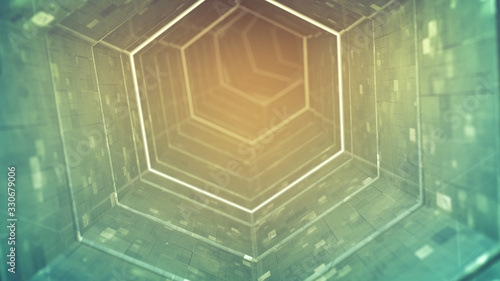 Futuristic empty corridor 3...