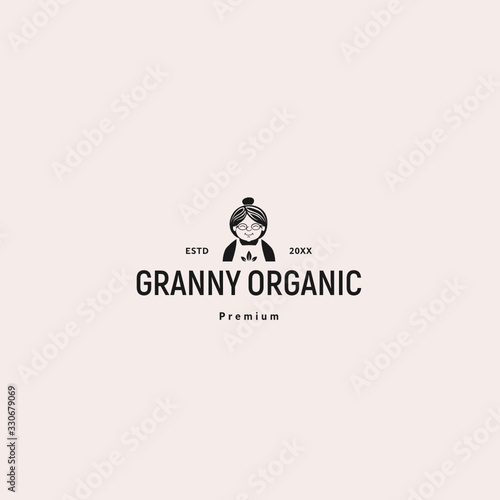 granny organic logo template vector illustration