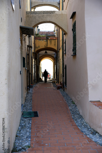 Varigotti (SV), Italy - December 30, 2017: A tipycal road and houses in Varigotti village, Italian Riviera, Savona, Liguria, Italy © PaoloGiovanni