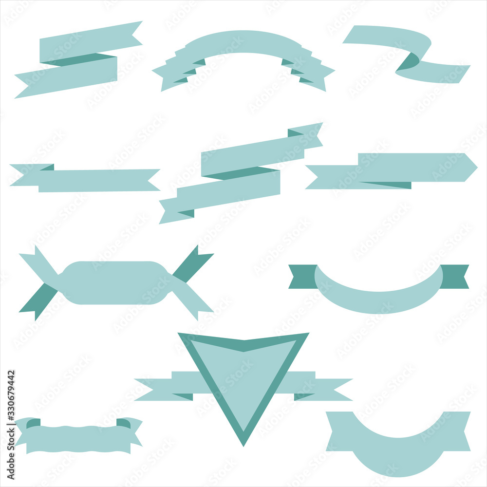PASTEL Ribbon Set In Isolated For Celebration And Winner Award Banner White Background, Vector Illustration can use for anniversary, birthday, party, event, holiday And others.