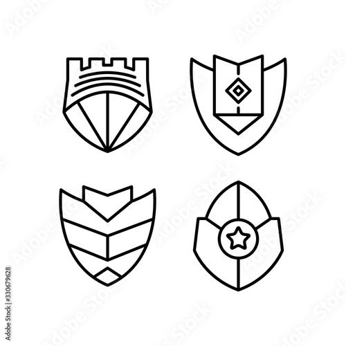 shield, badge and insignia icons set line design